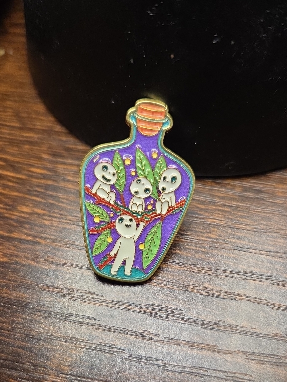Purple Enamel Charm Pin with White Character Quartet